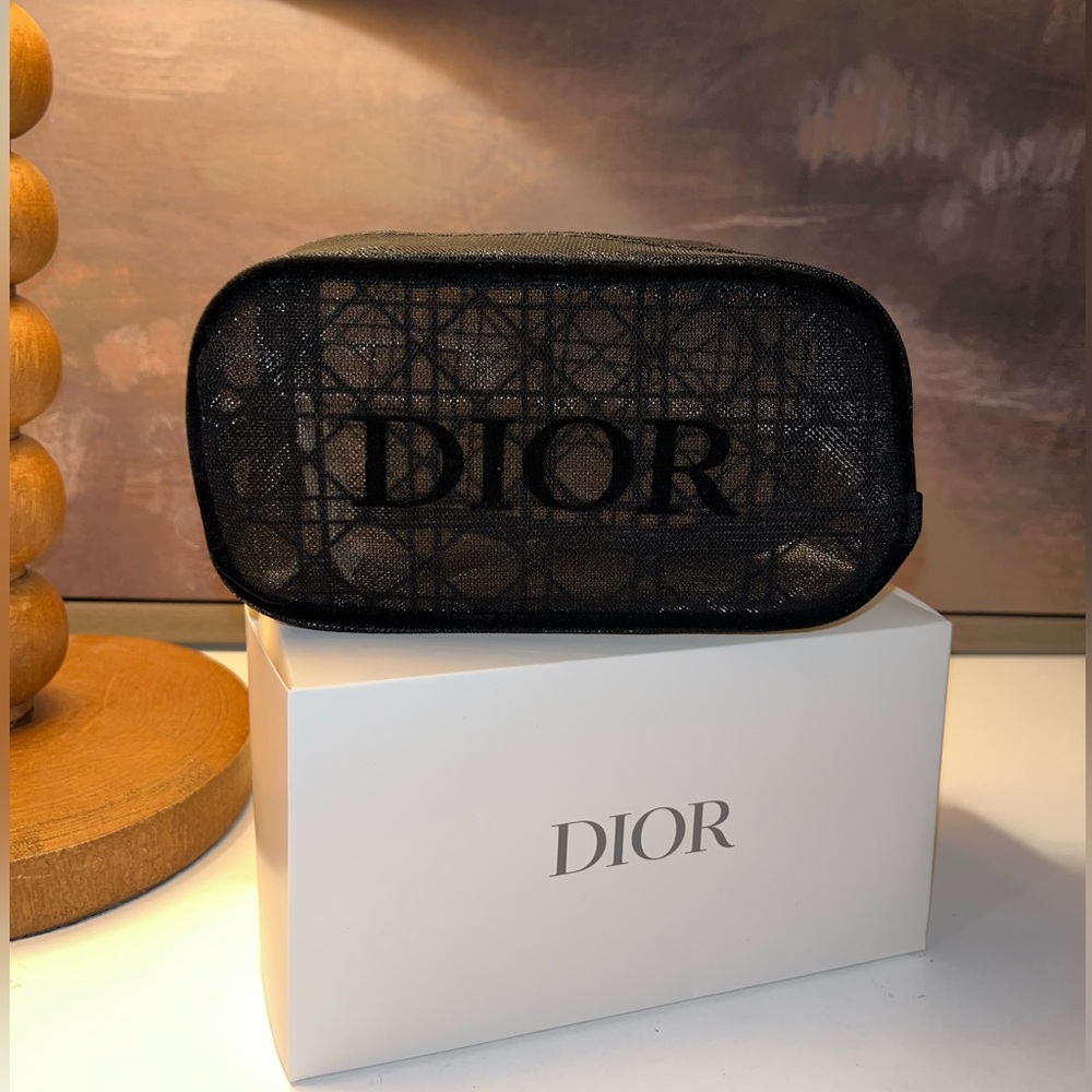 Authentic Dior Beauty Black Mesh Makeup Cosmetic Bag / pouch - Picture 3 of 6